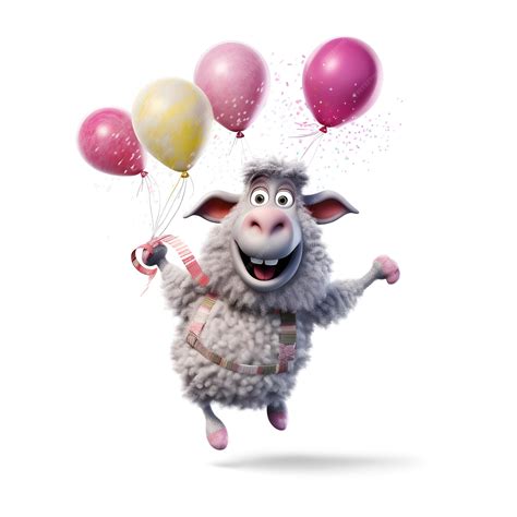 Premium AI Image | Sheep with balloons and a sweater that says'shaun the sheep