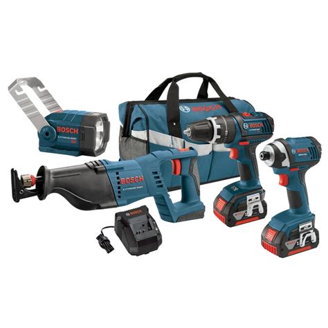 Bosch 4-Tool 18-Volt Power Tool Combo Kit with Soft Case (Charger Included and 2-Batteries ...