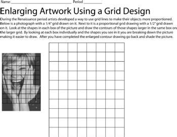 Enlarging a Picture Grid Worksheet | Art worksheets, High school art lessons, Art handouts