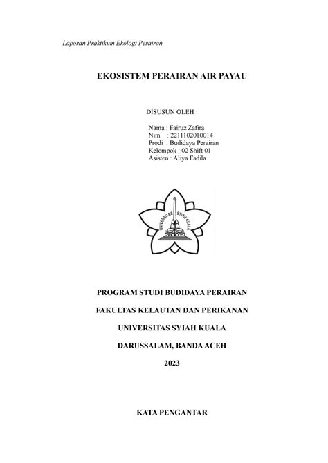 Laporan Praktikum Avertebrata Air - Laporan Praktikum Ekologi Perairan EKOSISTEM PERAIRAN AIR ...