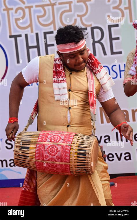 Artists performing Assamese folk song bihu during 8th Theatre Olympics ...