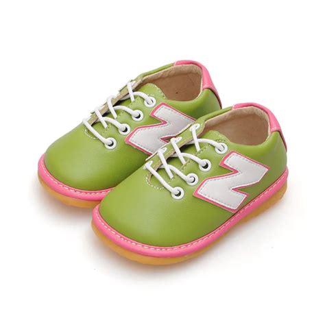 Green Baby Boy Girl Squeaky Shoes Nonslip Toddler Sneaker Shoes Leather Casual Lace Shoes-in ...