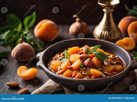 A Vegetable Tagine with Apricots and Almonds Stock Illustration ...