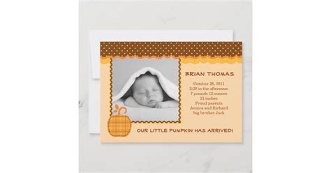 Little Pumpkin Baby Birth Photo Announcement | Zazzle