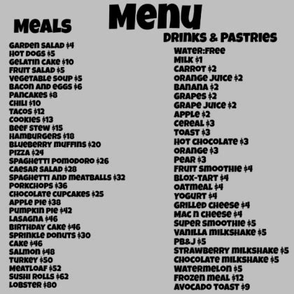 Bloxburg menu