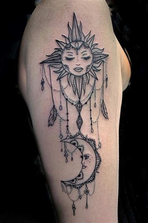 63 Most Beautiful Sun and Moon Tattoo Ideas - StayGlam | Sun tattoo ...