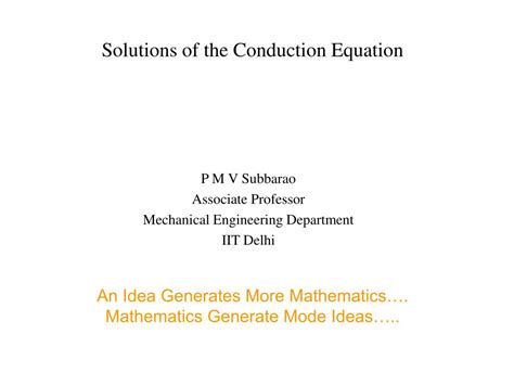 PPT - Solutions of the Conduction Equation PowerPoint Presentation ...