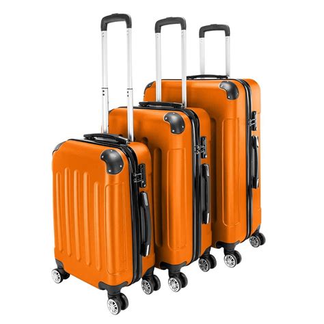 Ubesgoo - UBesGoo 3 Pieces Travel Luggage Set Bag ABS Trolley Carry On Suitcase Orange - Walmart ...