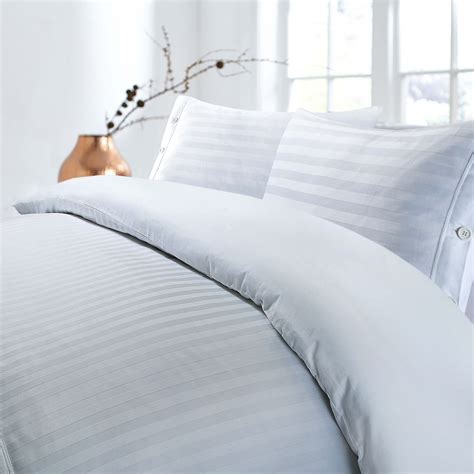 Luxury 100% Egyptian Cotton Striped Satin Duvet Cover Fitted Flat ...