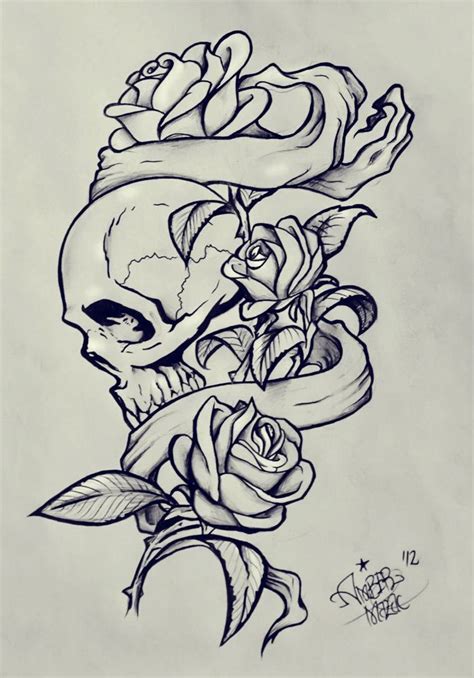 Roses And Skulls Tattoo Designs