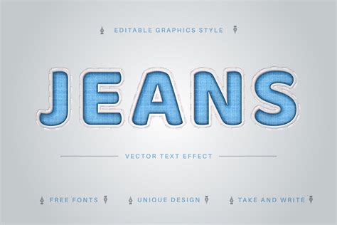 Jeans - Editable Text Effect, Font Style Graphic by rwgusev · Creative ...