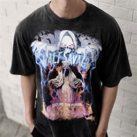 HALF SAVAGE เสื้อยืด OVERSIZE ผ้าฟอก COTTON พรีเมี่ยม รุ่น “ENDURE THE POWER” | Shopee Thailand