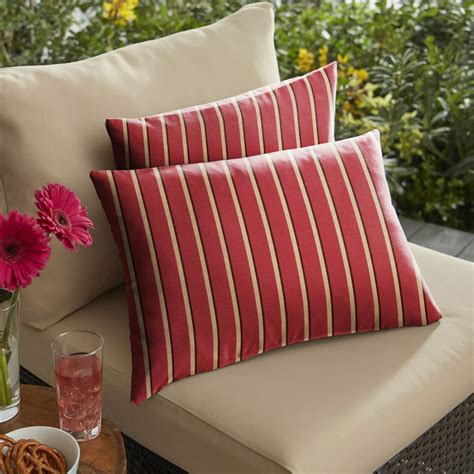 Set of 2 Harwood Crimson Red Sunbrella Comfortable Indoor and Outdoor Rectangular Throw Pillows ...