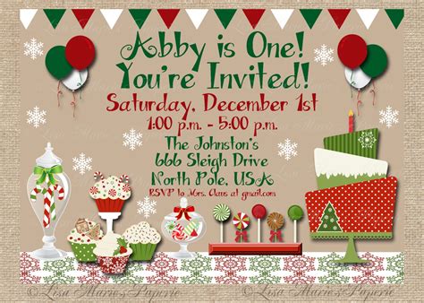 christmas birthday party invitation handmade digital invite