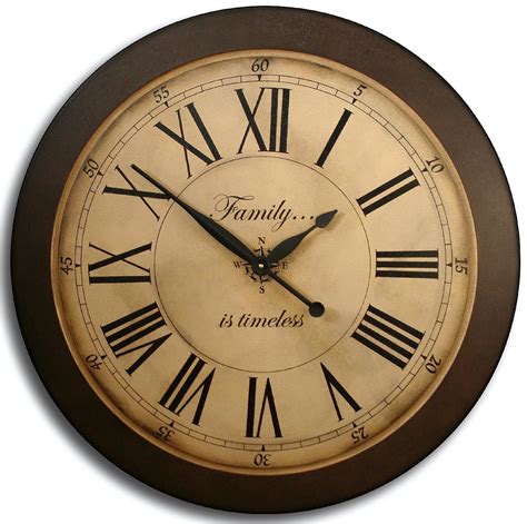 Large Wall Clock 24in Antique Style LOFT TAN by TheClockHouse