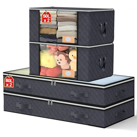 4Pcs Under Bed & Closet Storage Organizer, Sweater & Blanket Bags ...