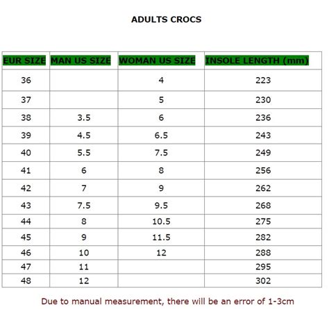 konvergencija Kostim ličnost crocs size chart Deformirati nasip luk