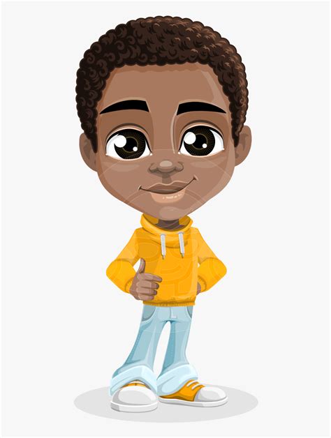 Vector Child Cartoon Character - African American Male Cartoon ...