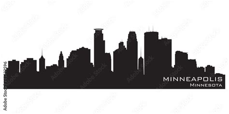 Minneapolis, Minnesota skyline. Detailed vector silhouette Stock Vector ...