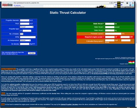Static Thrust Calculator
