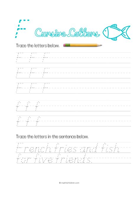 Cursive F worksheet - Cursive handwriting letter F