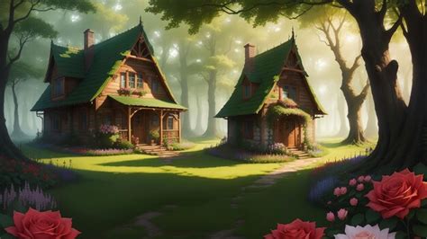 Premium AI Image | The house in the forest anime art style