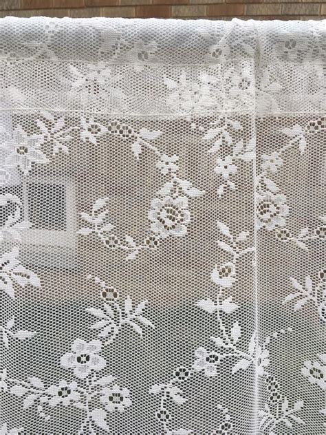 Louisa: a Vintage lace curtain panel 40" wide x 64" long. Off white ...