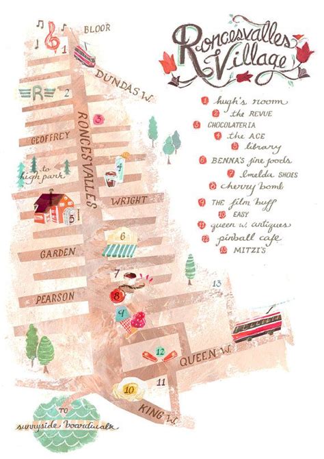 Roncesvalles Toronto Illustrated Map Art Print by MeredithSadler, $25.00 | Illustrated map ...