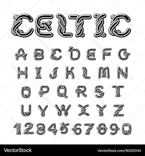 Celtic font norse medieval ornament abc Royalty Free Vector