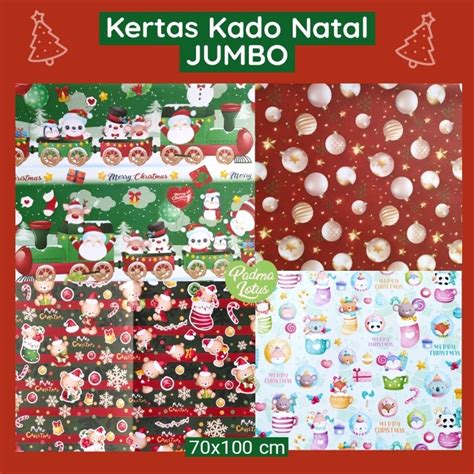 Jual Kertas Kado Natal Jumbo Christmas wrapping paper | Shopee Indonesia