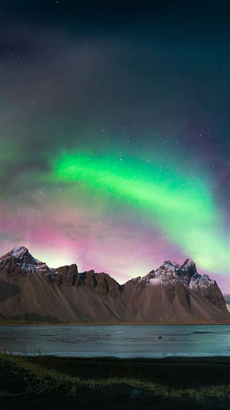 Aurora borealis or northern lights over Stokksnes, Iceland | Windows ...