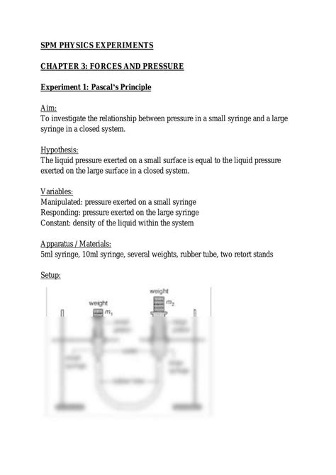 Experiment Pascal's Principle and Bernoulli's Principle | Physics - SPM | Thinkswap