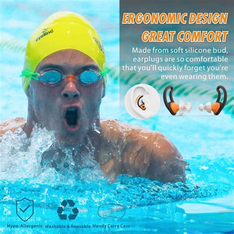 2 Pairs Swimmer Ear Plugs, Hearprotek Upgraded Custom-fit Water ...