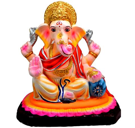 Eco-friendly Clay Ganpati Idol Lord Ganesha Statue – 9 Inches - Eco friendly Ganesha Idols