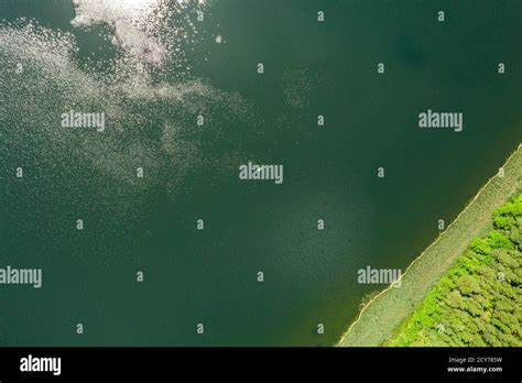 Aerial view of pedalo on the lake Stock Photo - Alamy