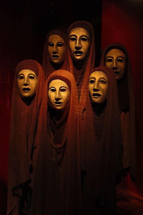 Masks for the Greek play “Oresteia” by Aeschylus, 1981. Designed by ...