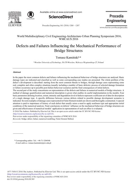 (PDF) Defects and Failures Influencing the Mechanical Performance of Bridge Structures