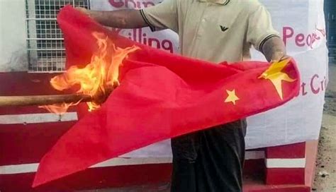 Activists burn China's flag amid growing anger over its support for junta — Radio Free Asia