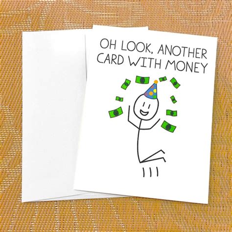 Funny Birthday Card for Teen Funny Money Card Oh Look