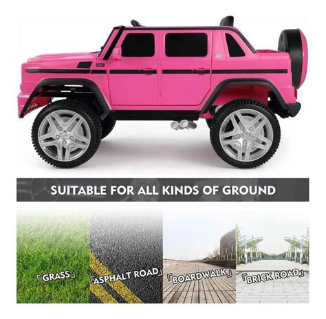 a pink toy truck with black wheels and rims on the front is shown in this advertisement