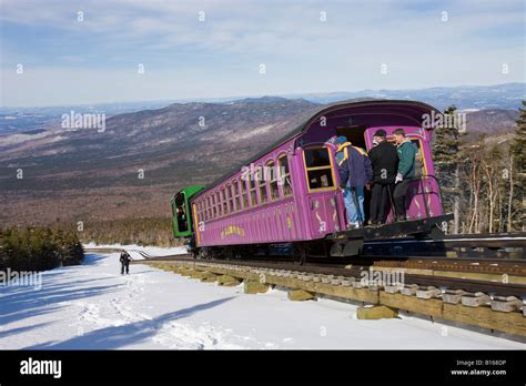 The Cog Railway in winter on Mount Washington in New Hampshire's White ...