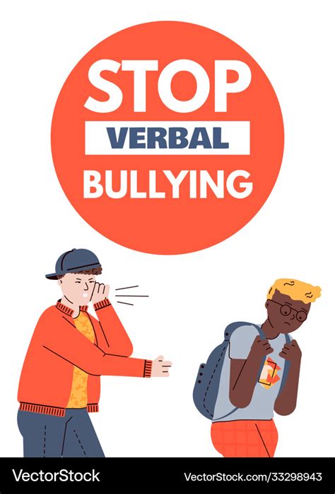 Stop verbal bullying poster with school teenagers Vector Image