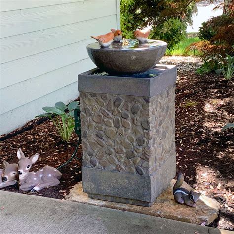 Sunnydaze Three Bathing Birds Outdoor Birdbath Water Fountain with LED ...