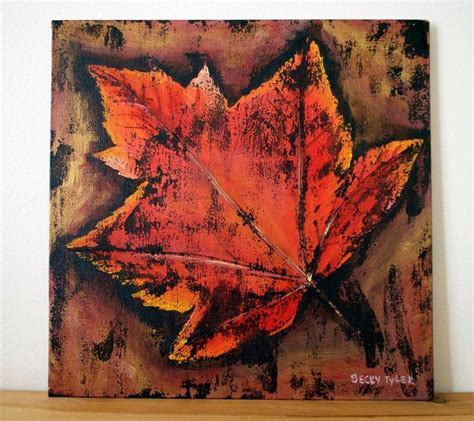 Autumn Leaf Original Painting, Acrylic and Ink on Canvas | Original paintings, Painting ...