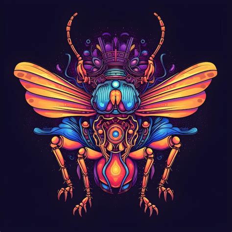 Premium AI Image | A colorful illustration of a bee with a large eye ...