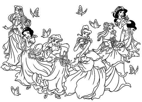 All the Disney Princesses - Return to childhood Adult Coloring Pages