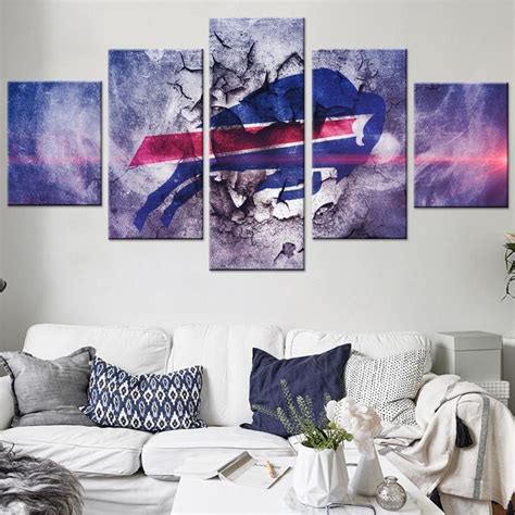 Framed 5Pcs BUFFALO BILLS LOGO Canvas Print Wall Painting Art Home ...