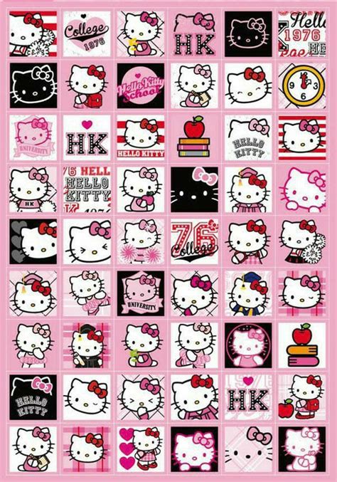 the hello kitty stickers are all different colors and sizes, but one is pink