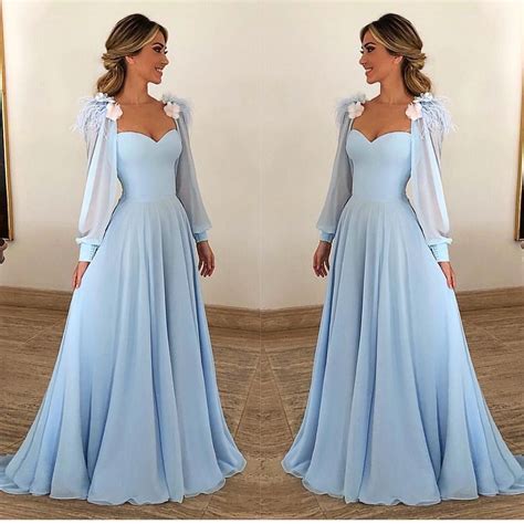 Light Blue Prom Dress,Long Sleeves Prom Dresses,Sweetheart Prom Dress,A Line Long Prom Dresses ...