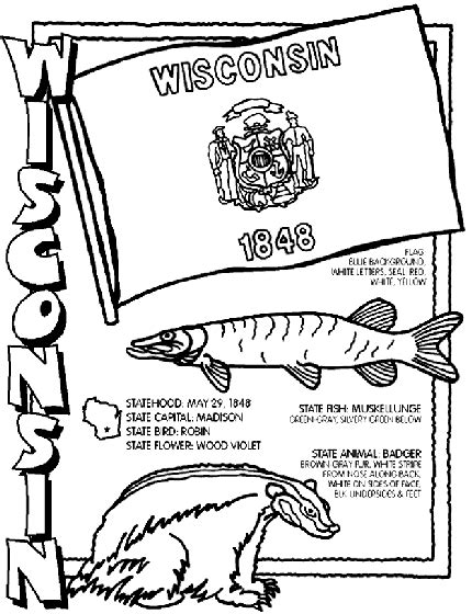 Wisconsin State Seal Coloring Page Coloring Pages For Kids